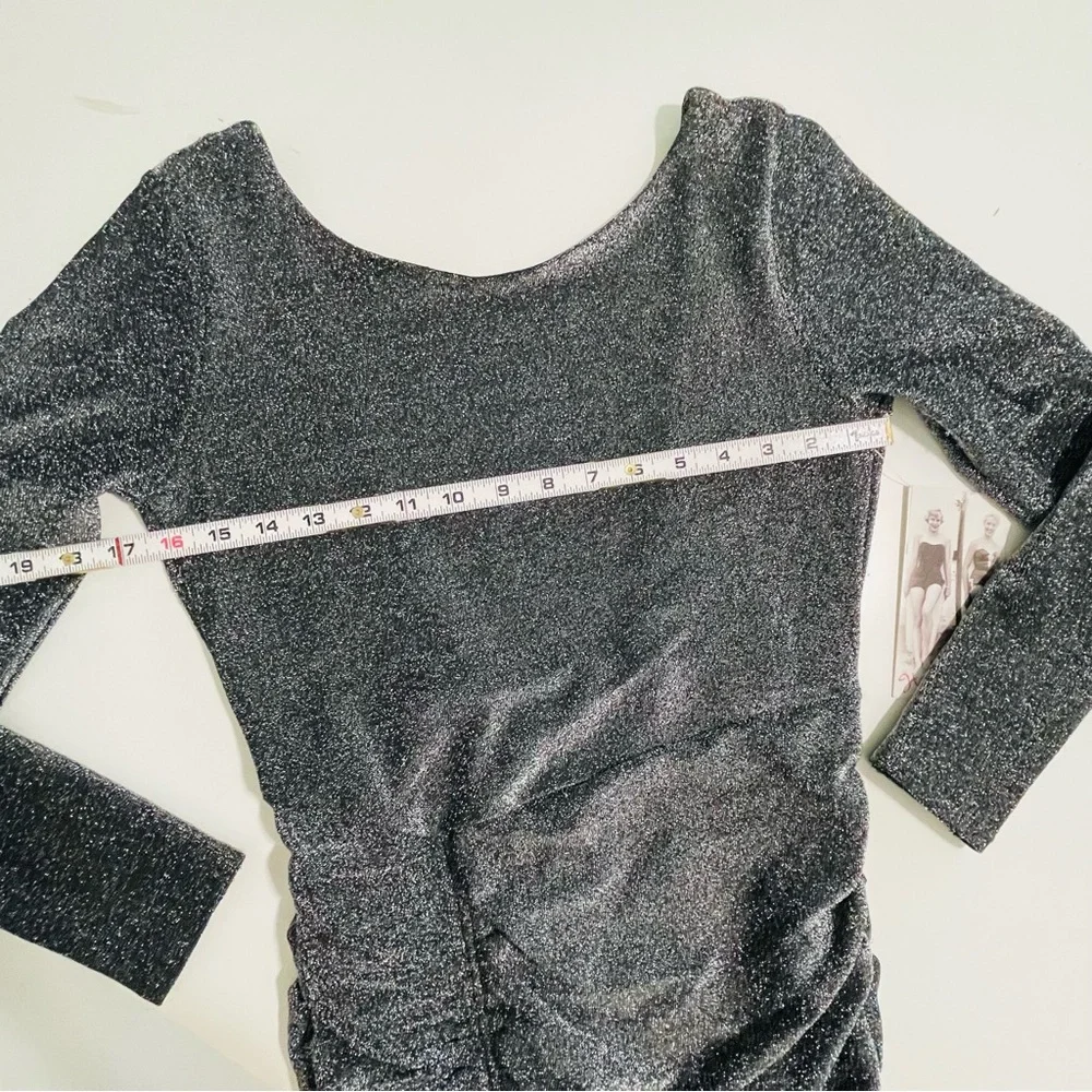 Silver Sparkling Bodycon Mini Dress Honey and Rosie Size Medium Long Sleeve NWT